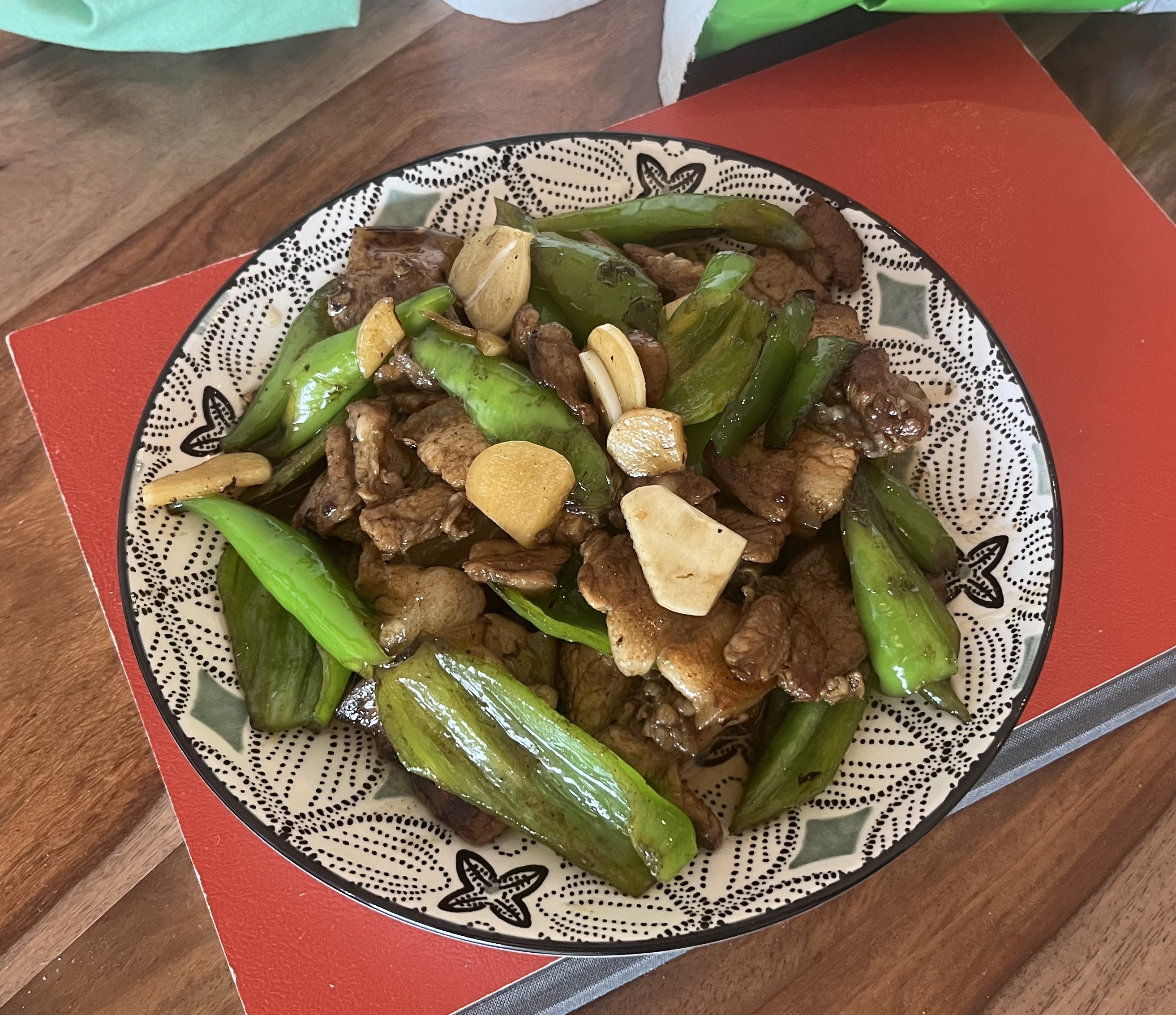 A picture of finished fried chilli with porks